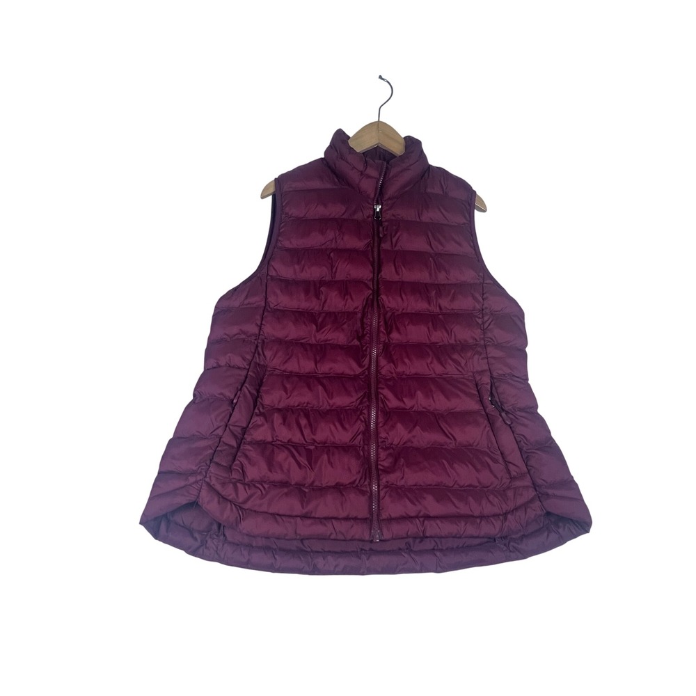 32 Degrees Heat Womens Puffer Vest Burgundy Wine Quilted Full Zip Large 5526